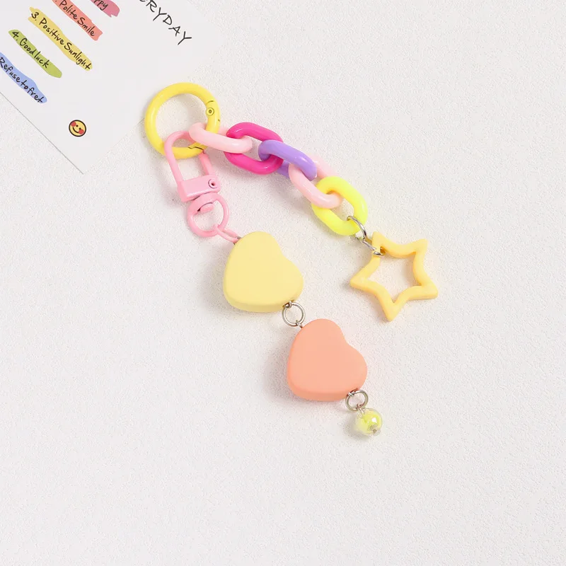 Colors Acrylic Plastic Link Chain Keychain Creative Heart Key Ring For Women Bag Charm Crafts Keychains DIY Handmade Accessories