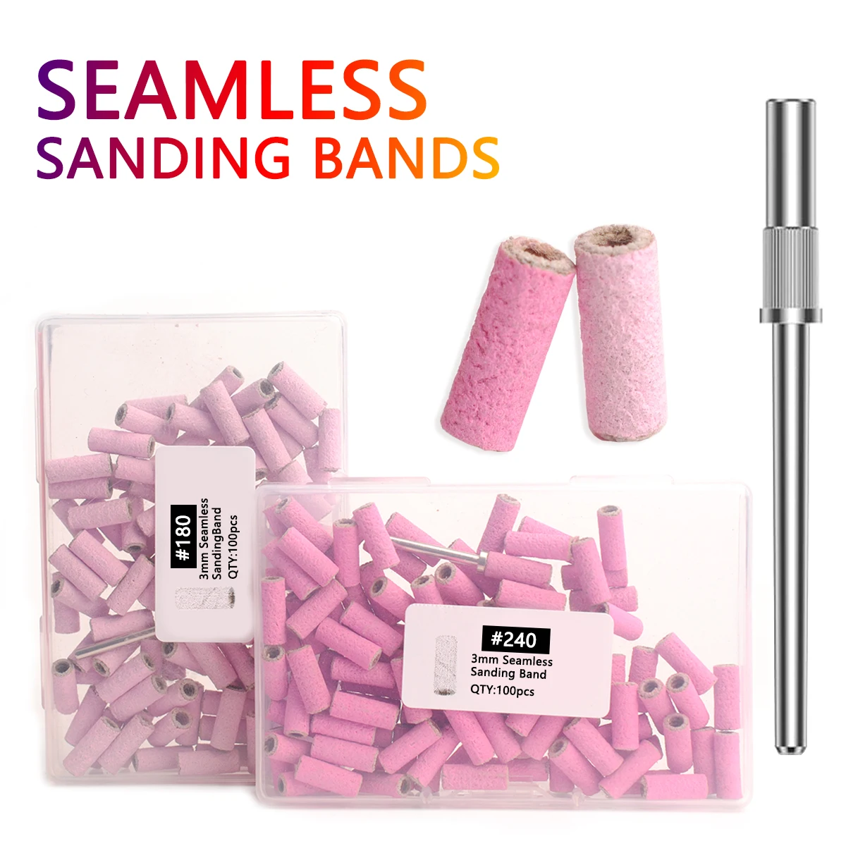 

Комплект бесшовных шлифовальных лент: розовые маленькие мини-шлифовальные ленты для дизайна ногтей с насадкой, 100 шт./кор. шлифовальные ленты, # 180/ # Зернистость 240