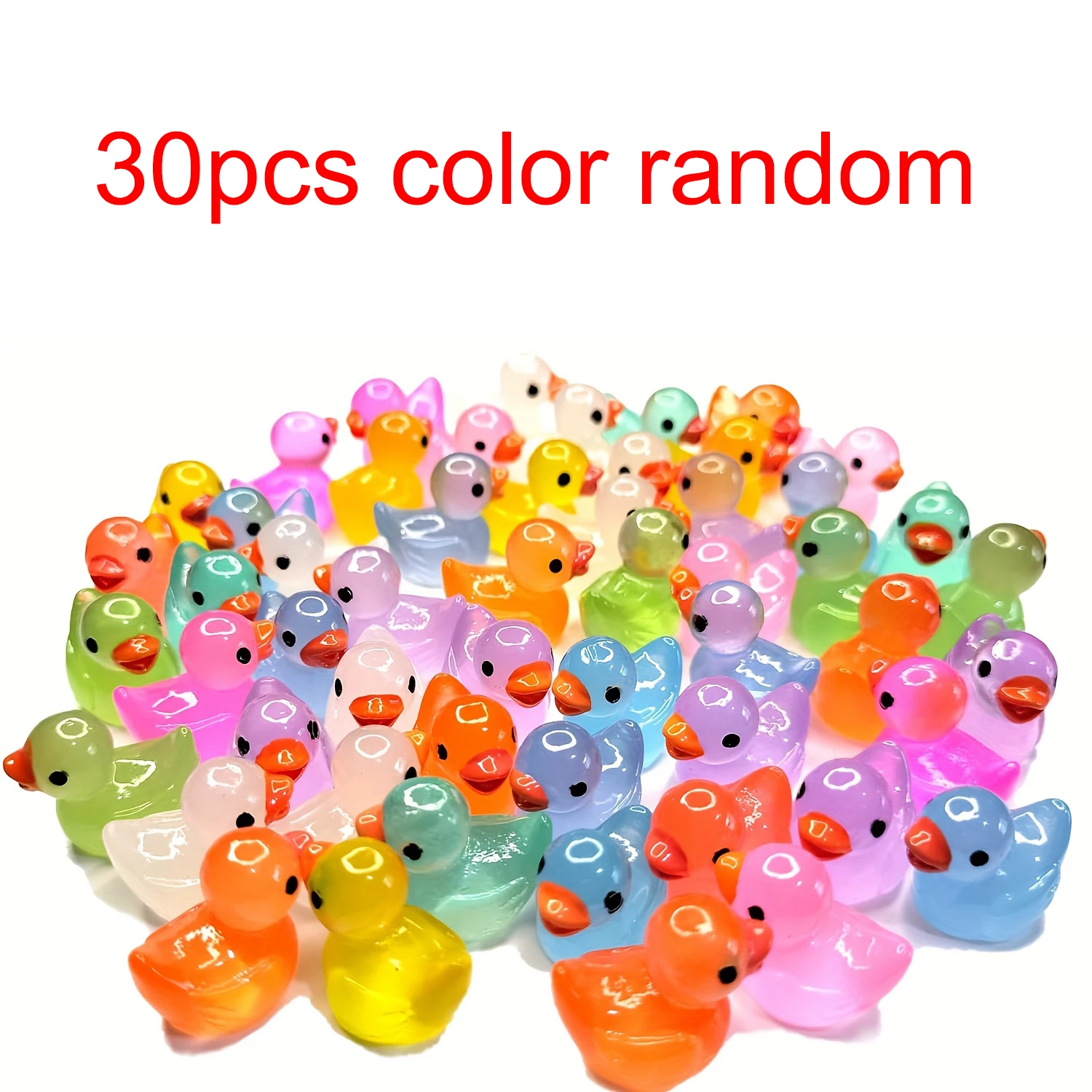 30/60/100PCS Lichtgevende Mini Eend Micro Landschap Toegang Miniatuur Beeldjes Fee Woondecoratie Glow in the Dark Gemengde Stijl