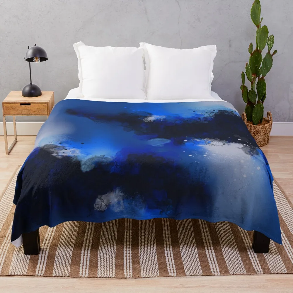 Monochromatic Blue Abstract Throw Blanket Flannels Travel Blankets