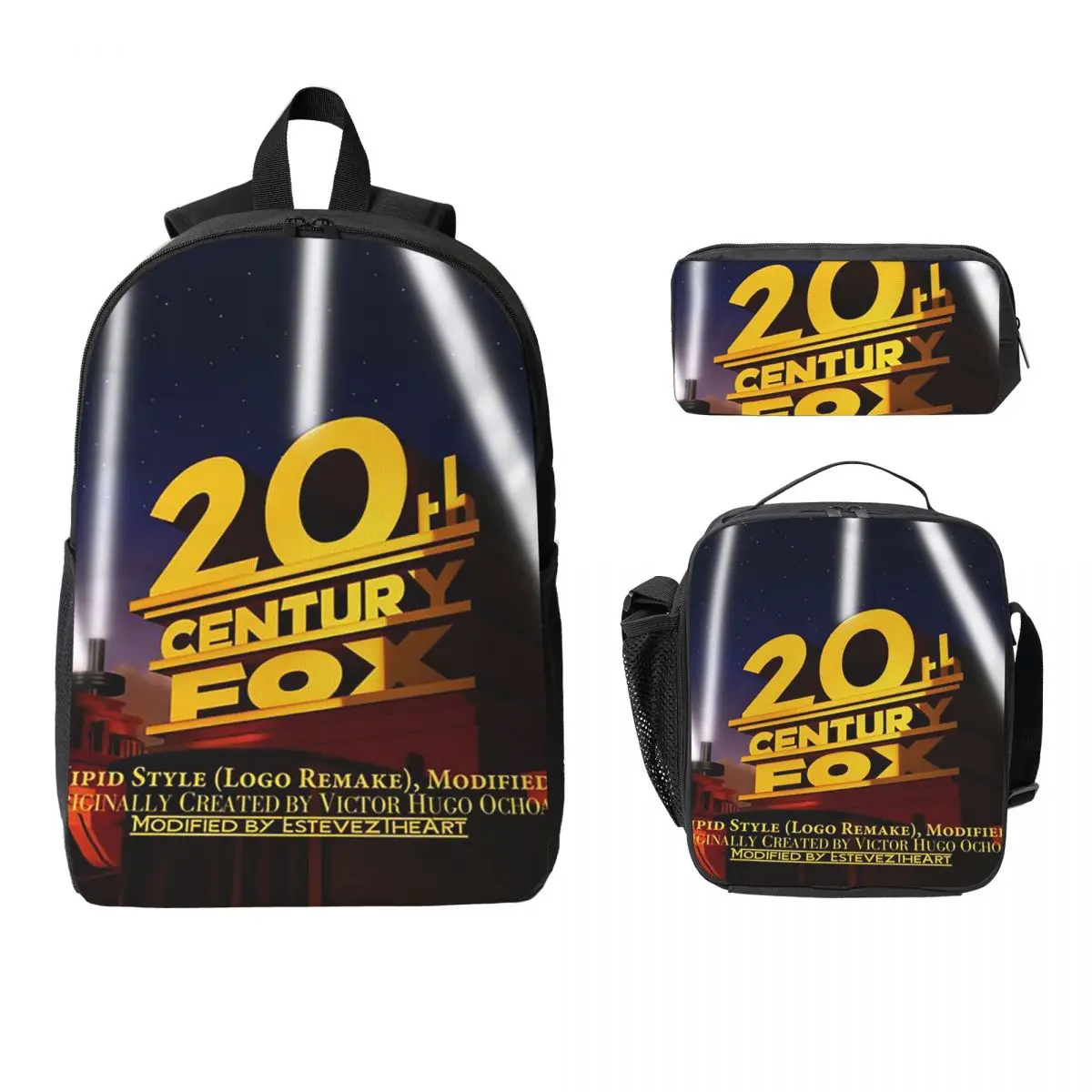 

20th Century Fox Backpack Student Boys Girls BookBag School Bag Computer Shoulder Bags 3ps Insulated Lunch Bag Pencil Case