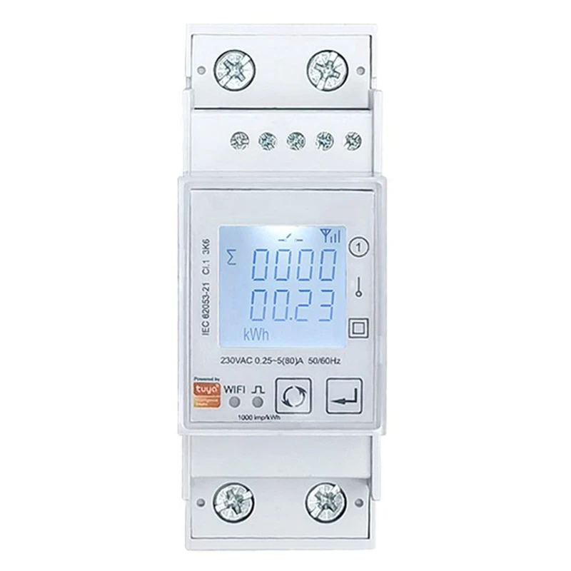 1 Pcs Tuya Wifi Bidirectional Energy Meter Single Phase 80A Kwh Power Monitor Wattmeter Voltmeter Ampermeter 110 240VAC