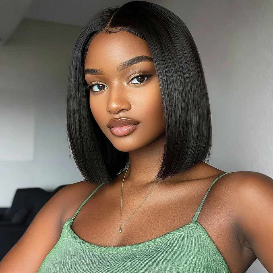

Sleek Transparent Short T Lace Bob Human Hair Wigs Red Straight Natural Black 13x6x2 Lace Front Wig For Women Pre Plucked