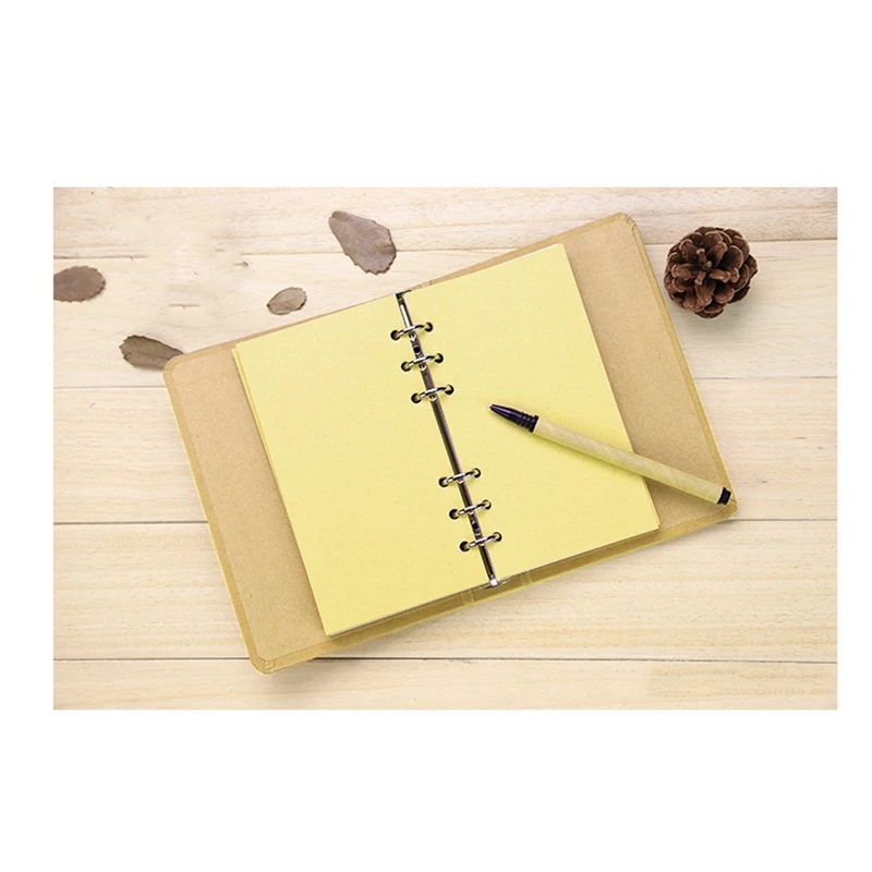 กระดาษคราฟท์โฟลเดอร์แหวนเครื่องผูกสีน้ำตาลในรูปแบบ A6 DIN