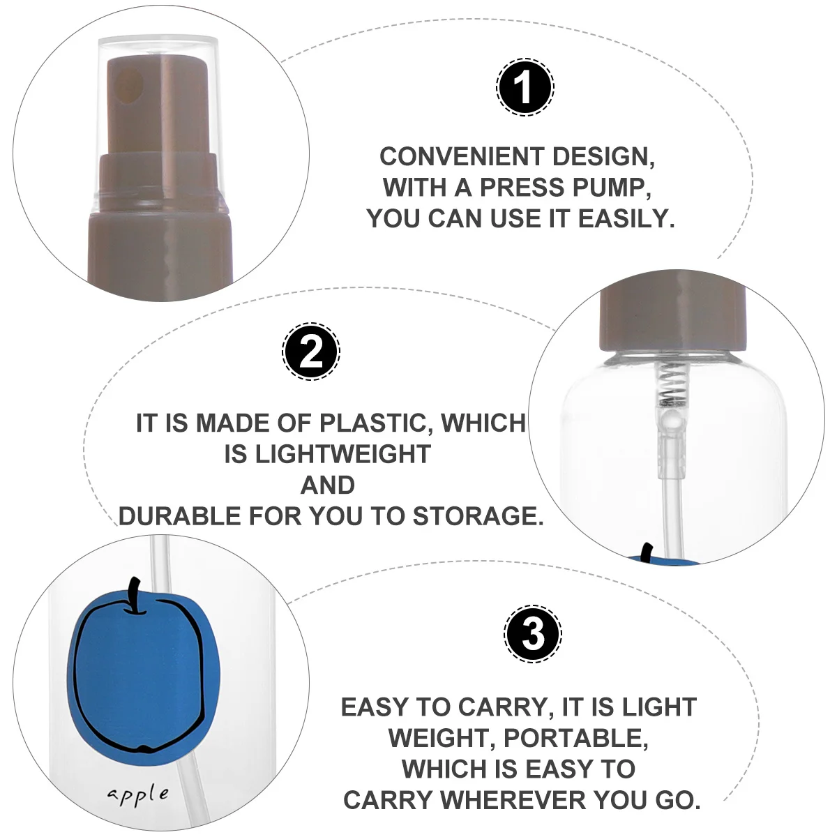 

5Pcs Lightweight Spray Bottle Cartoon Pattern Refillable Fine Mist Sprayer Portable Subpackaging Bottle for Travel