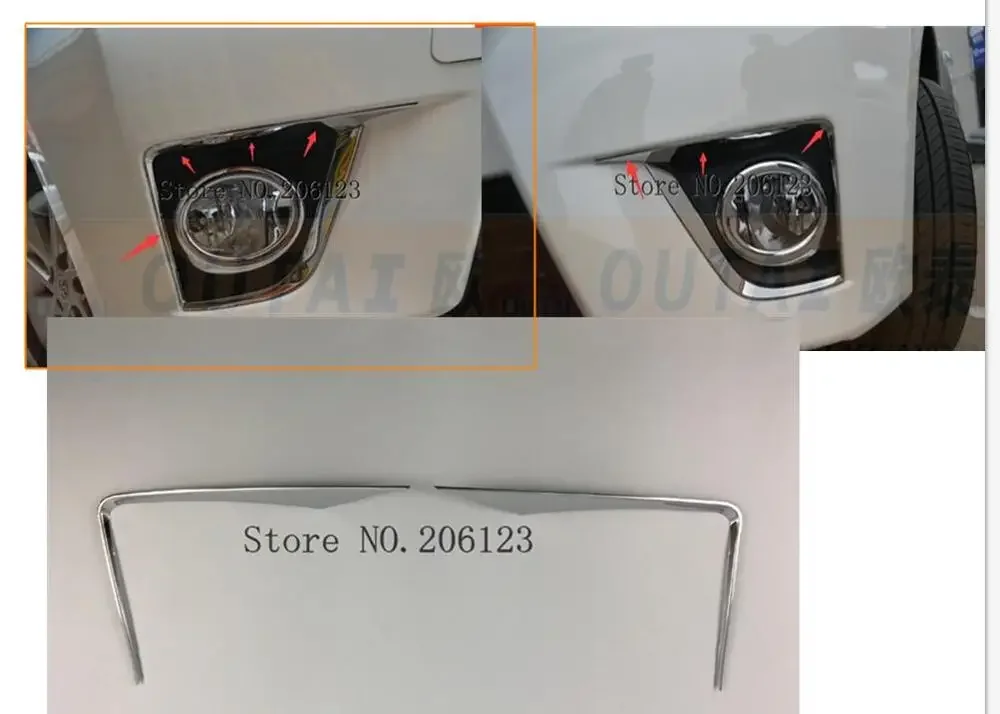 2pcs/set  For  toyota Corolla E170 2014 2015 2016 2017  Front Fog Light Lamp Cover Strip Trim Car Styling Accessories