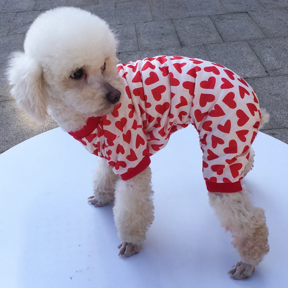 Autumn Winter Pet Jumpsuit Cartoon Print Medium Small Dog Clothes Warm Sweet Pajamas Kitten Puppy Cute Pullover Chihuahua Poodle