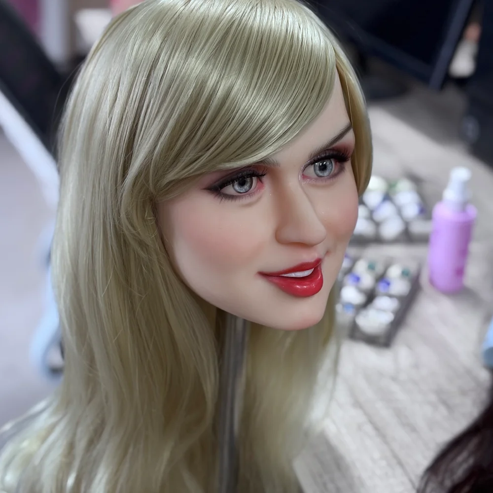 1:1 modelo de cabeza femenina de reducción, hecho de TPE, muñeca sexy, peluca reemplazable, compañía nocturna, textura suave