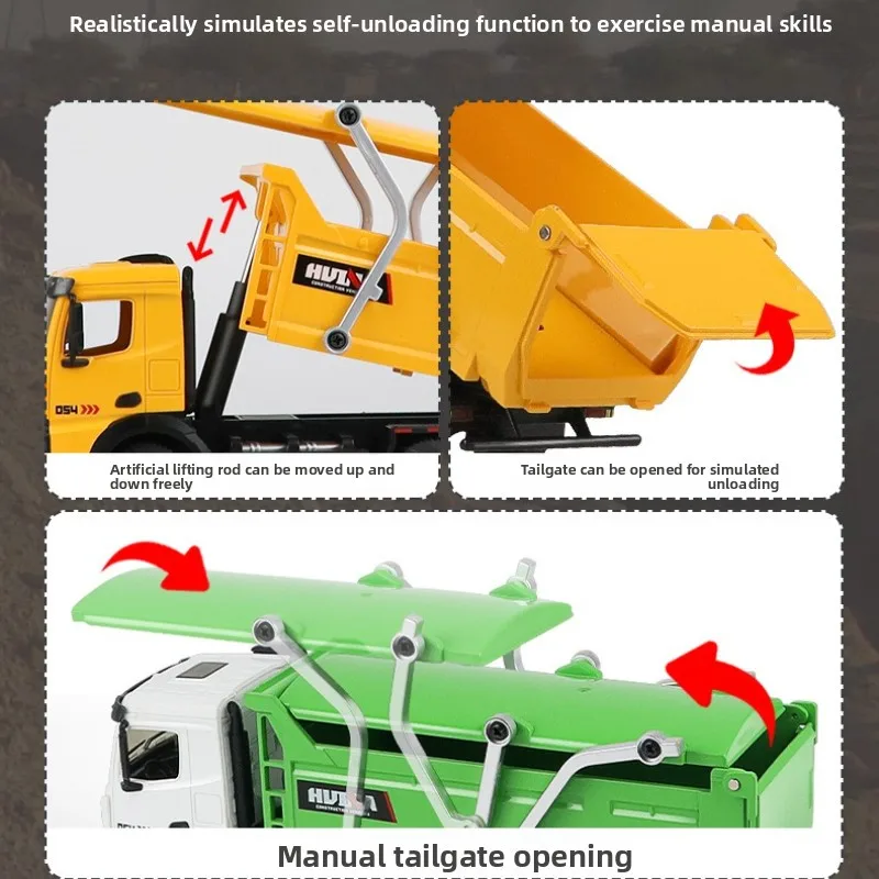 Huina 1/50 合金ミキサー車 プルバック式 シミュレーションダンプトラックモデル エンジニアリングカー 土壌運搬車 子供のおもちゃ 男の子へのギフト