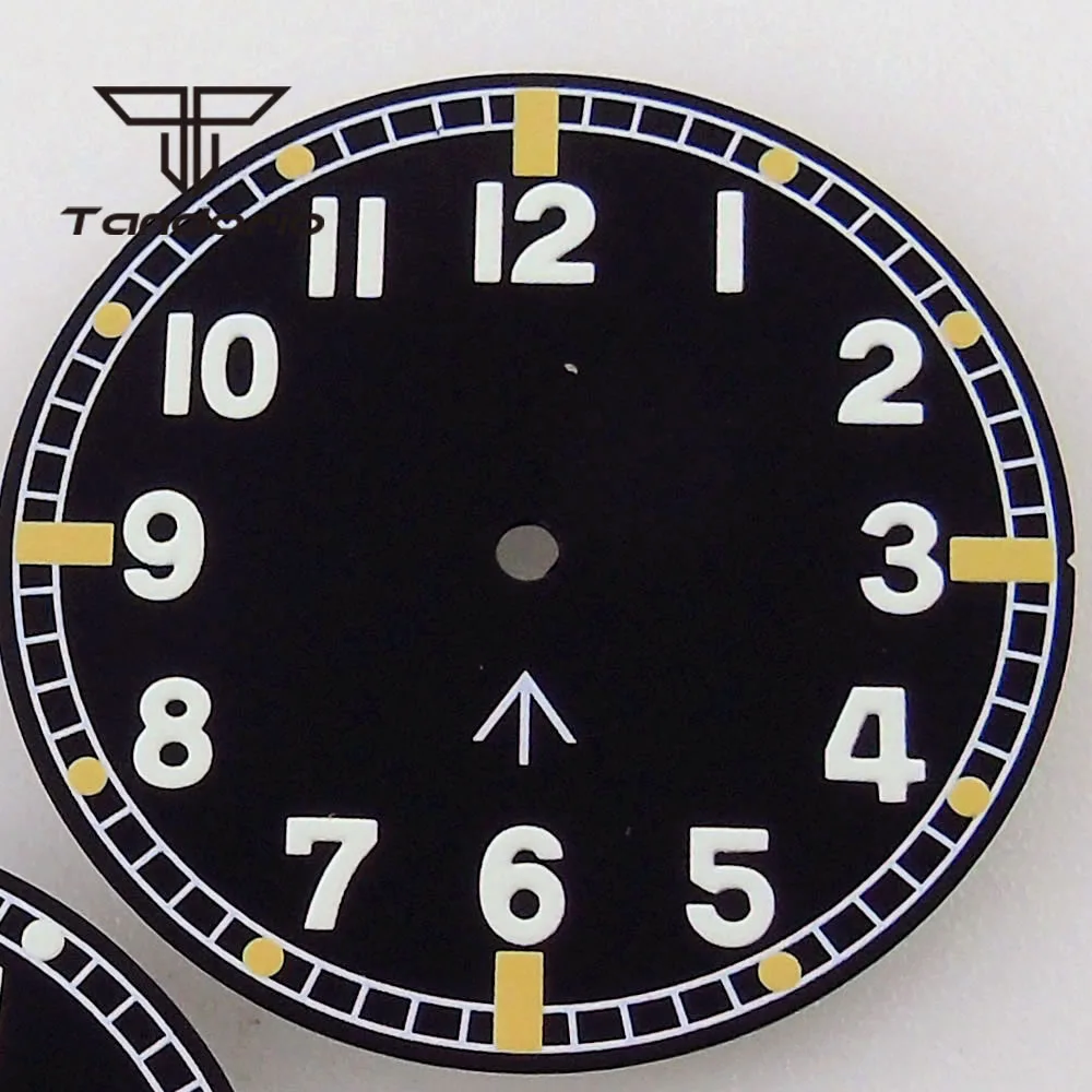 39mm Gebürstet Pilot Tauchen Uhr Fall + 33,5mm Schwarz Zifferblatt 200M Wasserdichte Fit NH35A NH36A ETA2824 PT5000 ST2130 Anstellung Krone