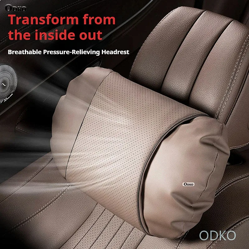 Car Headrest Soft Leather Neck Support Car Neck Pillow Travel Rest Pillows For Porsche Taycan 4S Taycan Turbo GTS 164