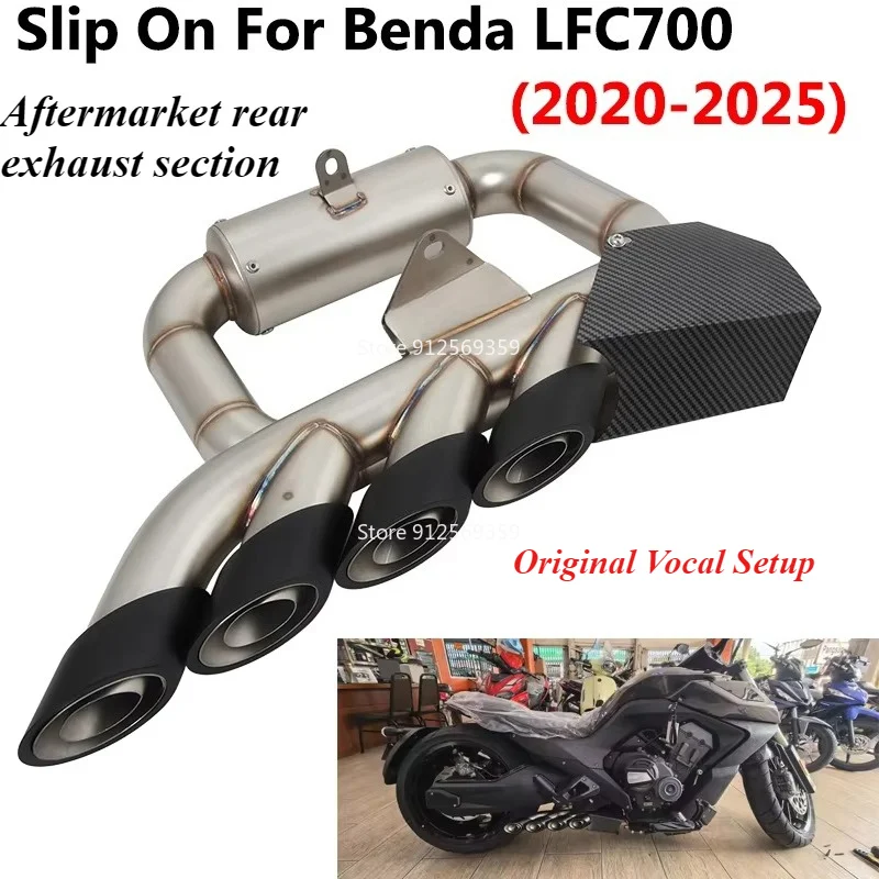 Motorcycle Exhaust Escape Systems Slip On For Benda LFC700 LFC 700 2020 2021 2022 2023 2024 2025 Pipe 4 Holes Muffler DB Killer