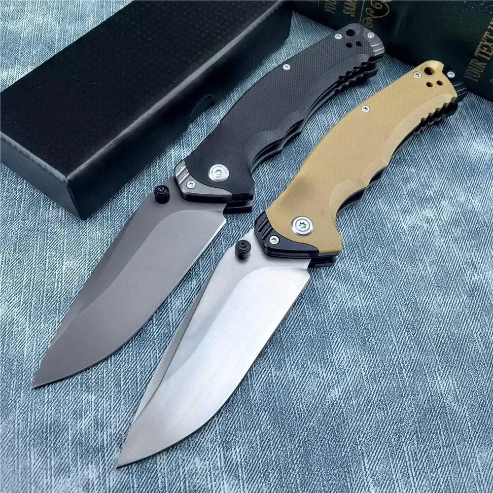 Tactical Knife Fast Opening Tan / Black G10 Handle Folding Knife Camping EDC Hunting Tool Self Defense Survival Combat Knife