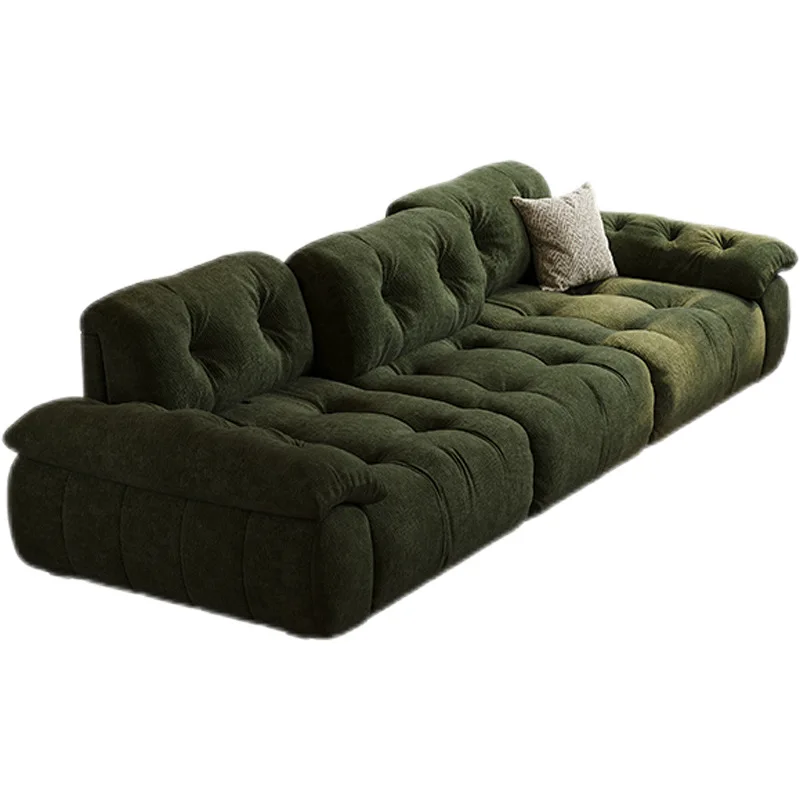 

Italian marshmallow sofa living room small apartment adjustable high backrest chenille velvet cloud cloth sofa green