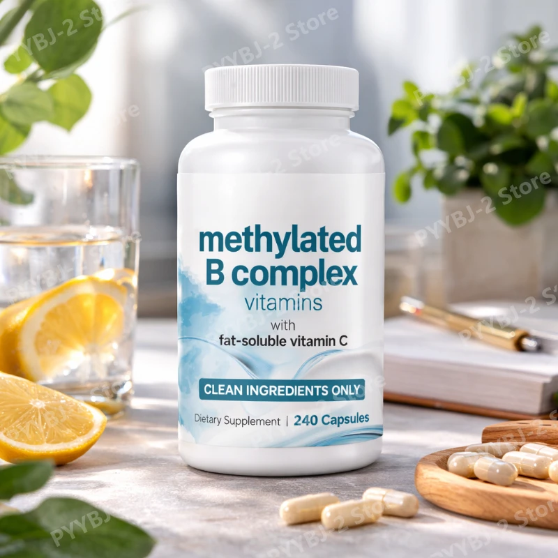 Complejo B Metilado, 240 Cápsulas, Metilfolato, B12, Tiamina, Inositol, Colina, Ingredientes Limpios, Sin OMG, Vitamina C Liposoluble