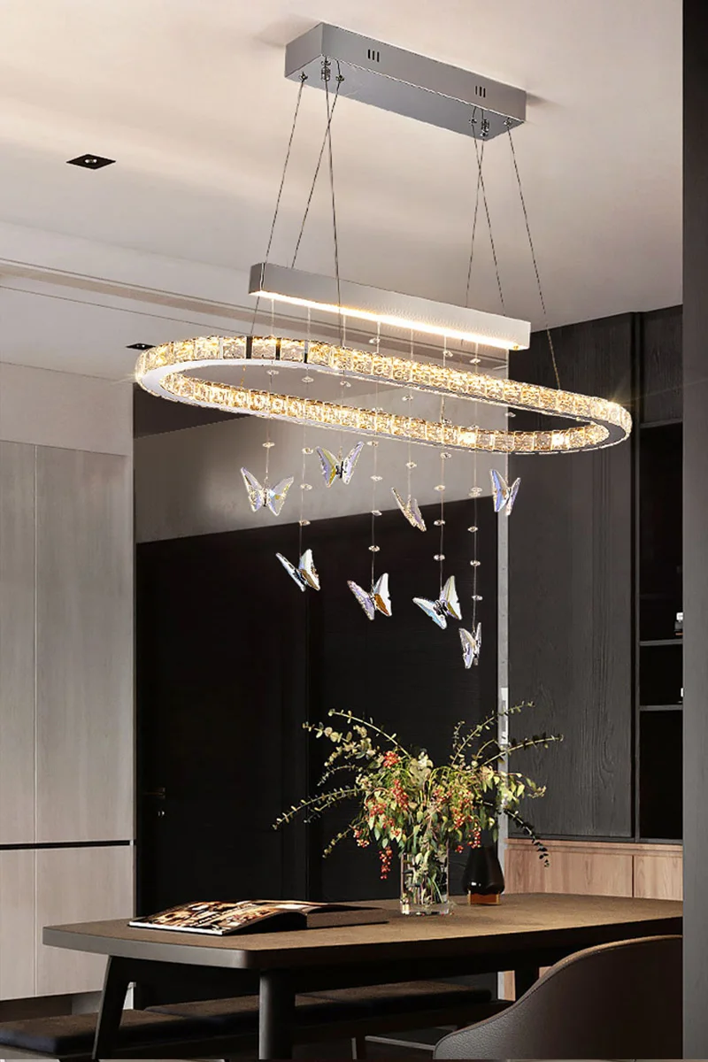 Light luxury crystal living room chandelier high-end atmospheric dining table creative butterfly designer villa dining room lamp view 6