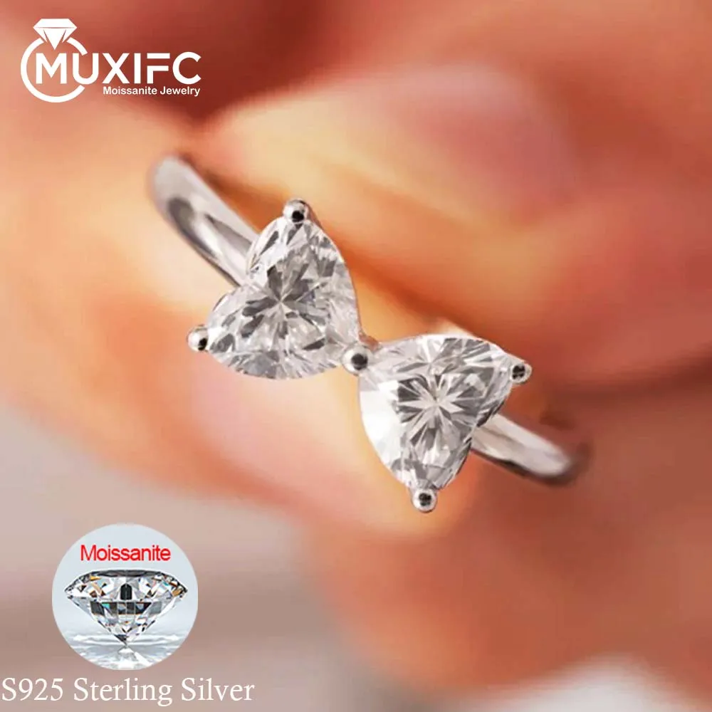 

MUXIFC кольцо с муассанитом в форме банта для женщин, обручальное кольцо из стерлингового серебра S925, кольца на палец с бриллиантами цвета D и сертификатом