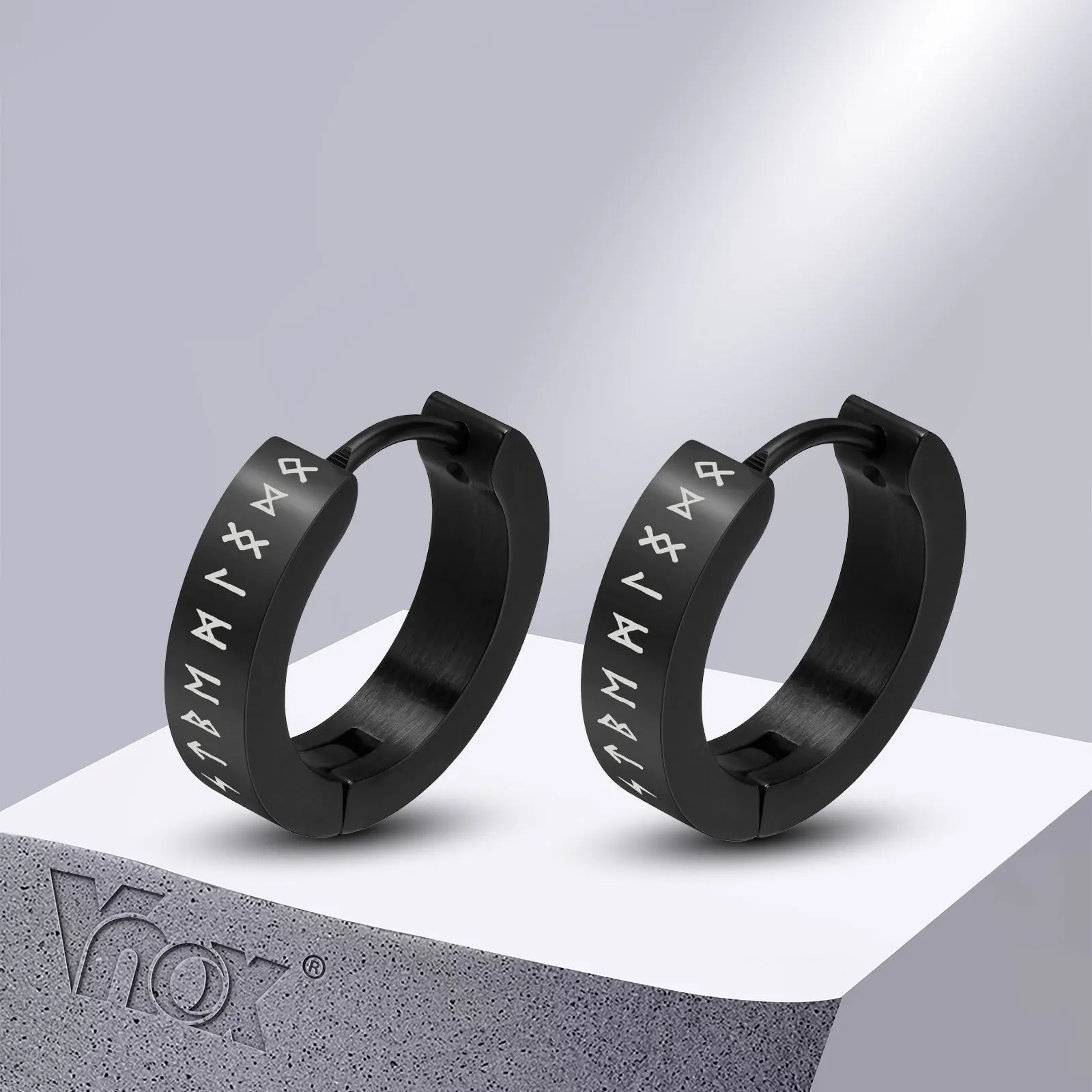 Viking Hoop Earrings for Men Stainless Steel