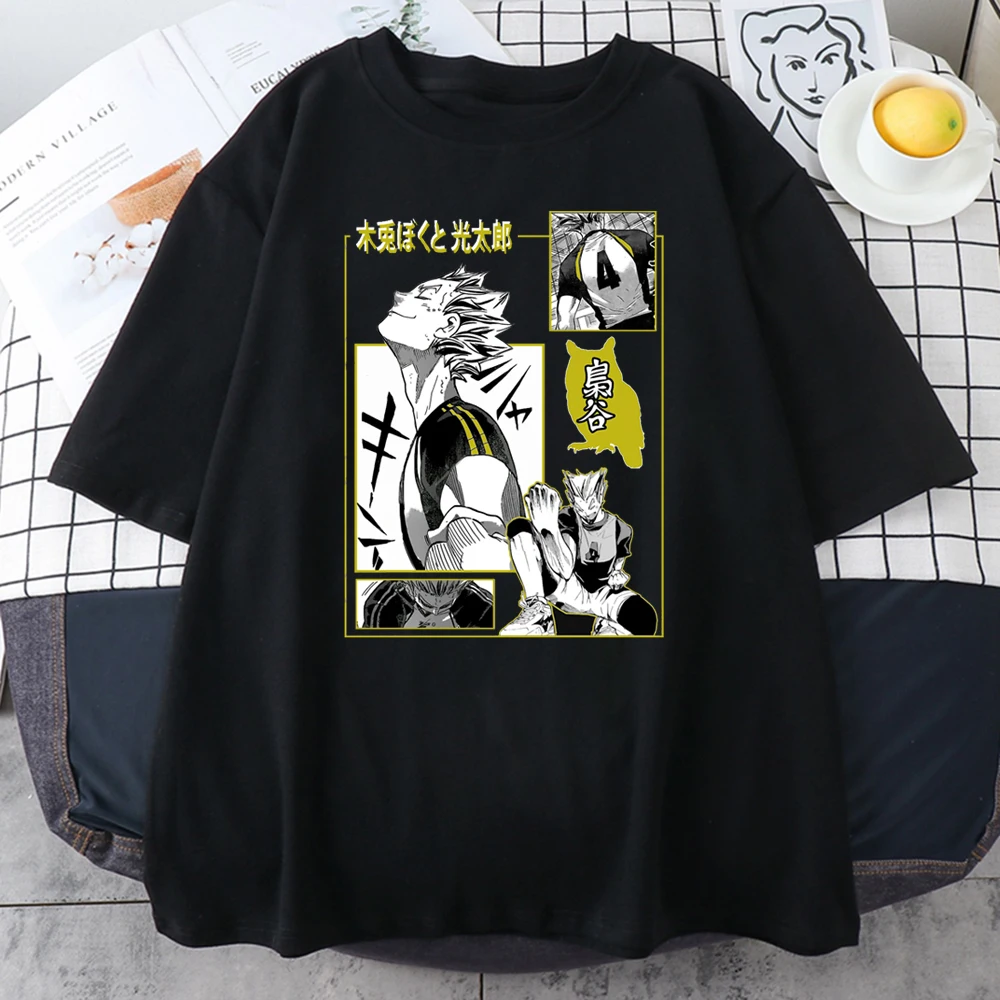 Japan Anime Haikyuu Print T Shirts Women Loose Oversized O Neck Hip Hop Short Sleeve T Shirts Female New Fashion Hip Hop Tshirt