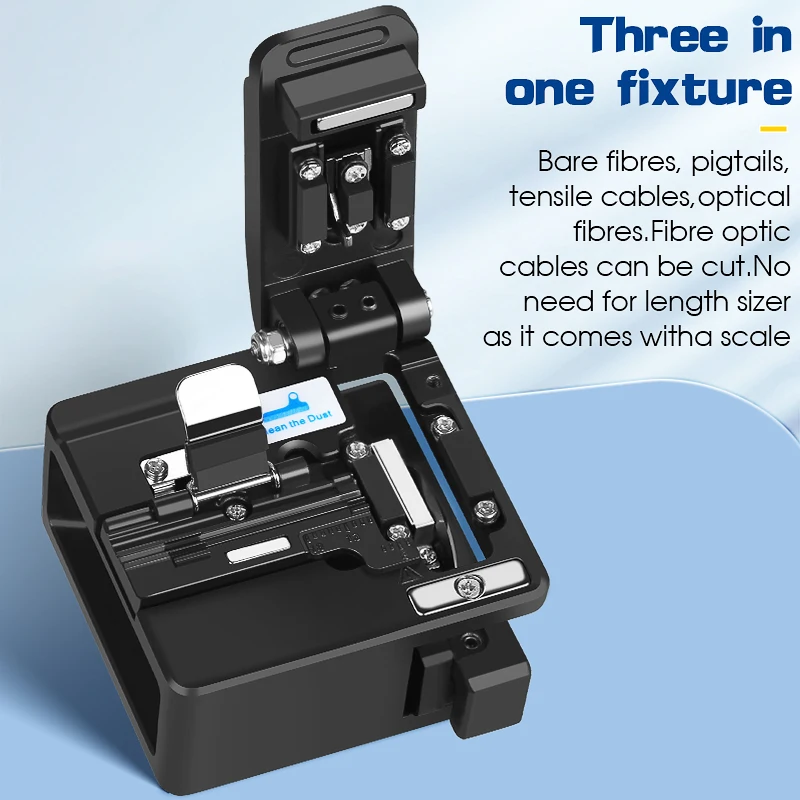 COMPTYCO S-08 Fiber Cleaver FTTH Cable Fiber Optic Cutting Knife Three-in-one clamp slot 16 Surface Blade