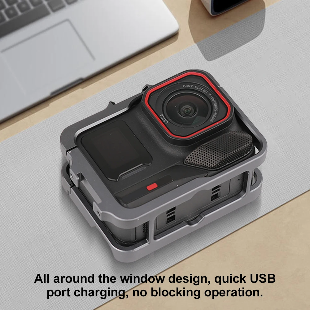 Jaula de marco de aluminio con zapata fría, funda de marco de cámara, jaula de cámara para Insta360 Ace Pro 2 para Insta360 Ace/Insta360 Ace Pro