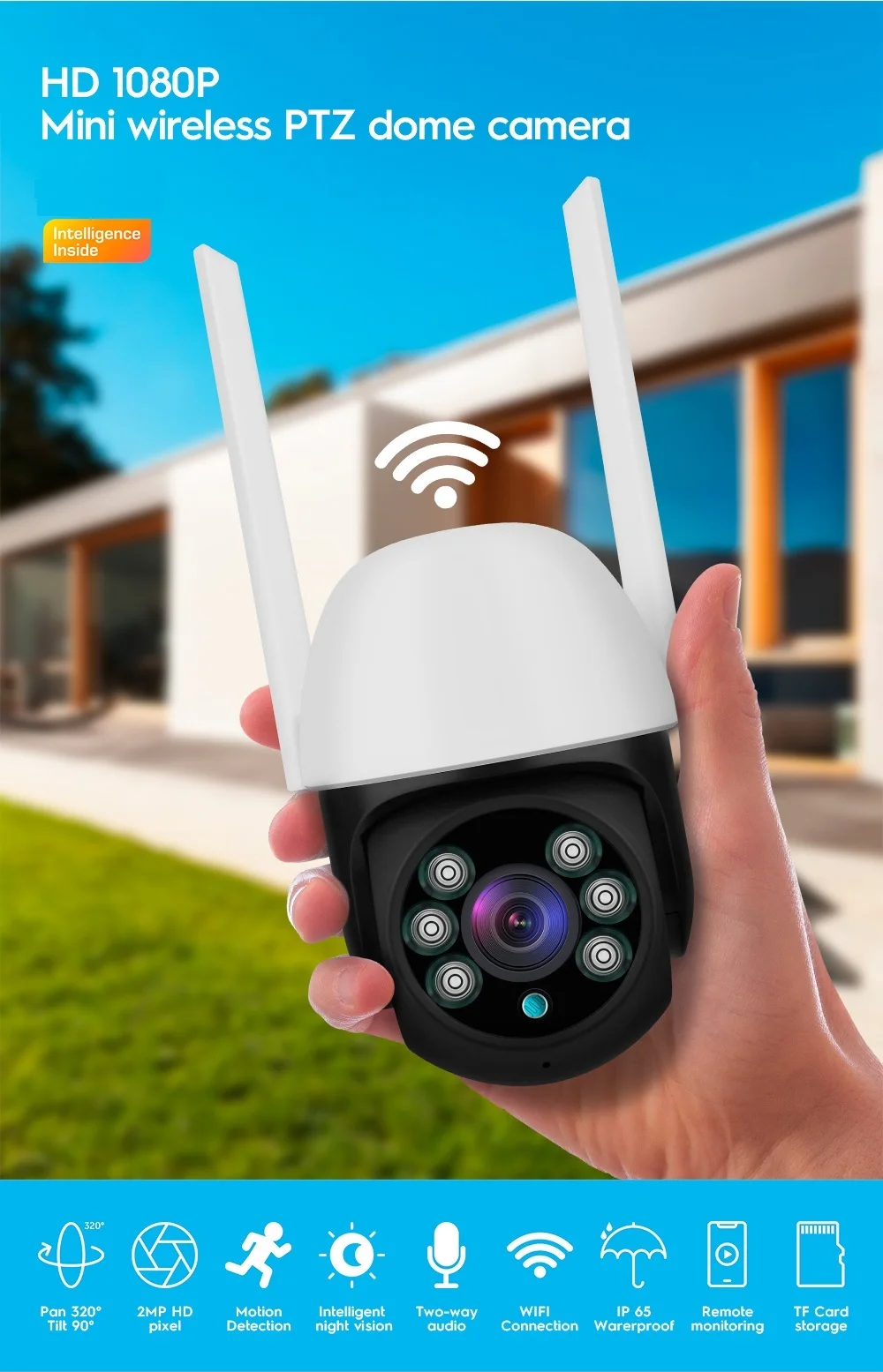 Telecamera IP Dome WiFi FOSINSE FS-DW1522 1080p Visione Notturna A Colori - Sorveglianza Domestica Wireless