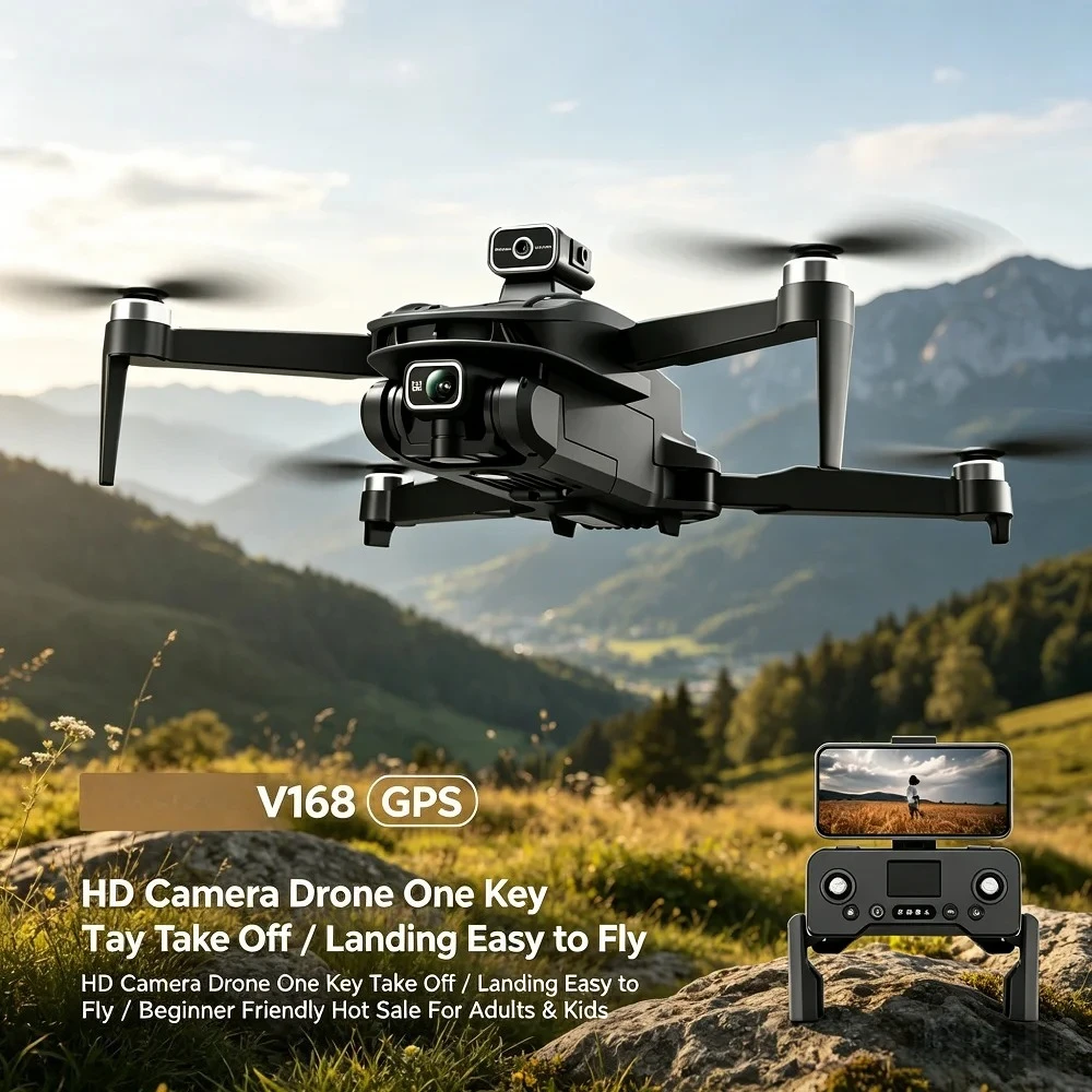 Original V168 GPS 8K Three Camera Wide Angle Drone Professinal Pro Optical Localization Four-way Obstacle Avoidance Quadcopter