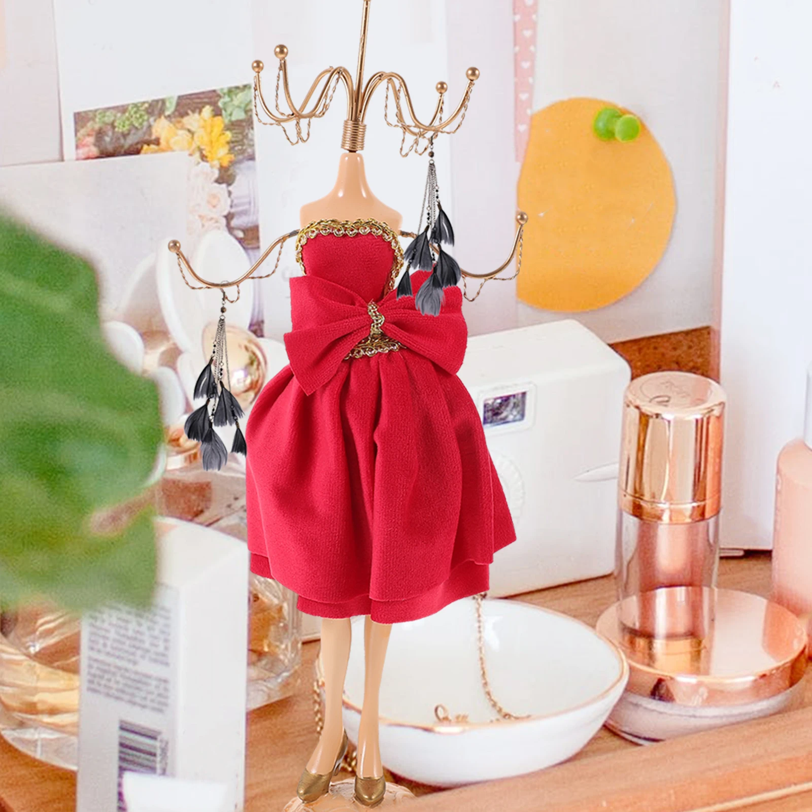 

Jewelry Holder Earrings Necklace Hanging Organizer Mannequin Desktop Rack Earring Display Necklace Hanger Stand Jewelry Display