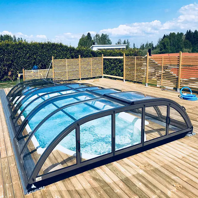 

anti insect retractable swimming pool roof for villa design