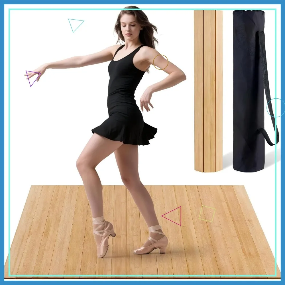 

Портативный бамбуковый коврик для танцев, 47,8x38,5 дюймов, нескользящая поверхность для домашней студии, практики на открытом воздухе