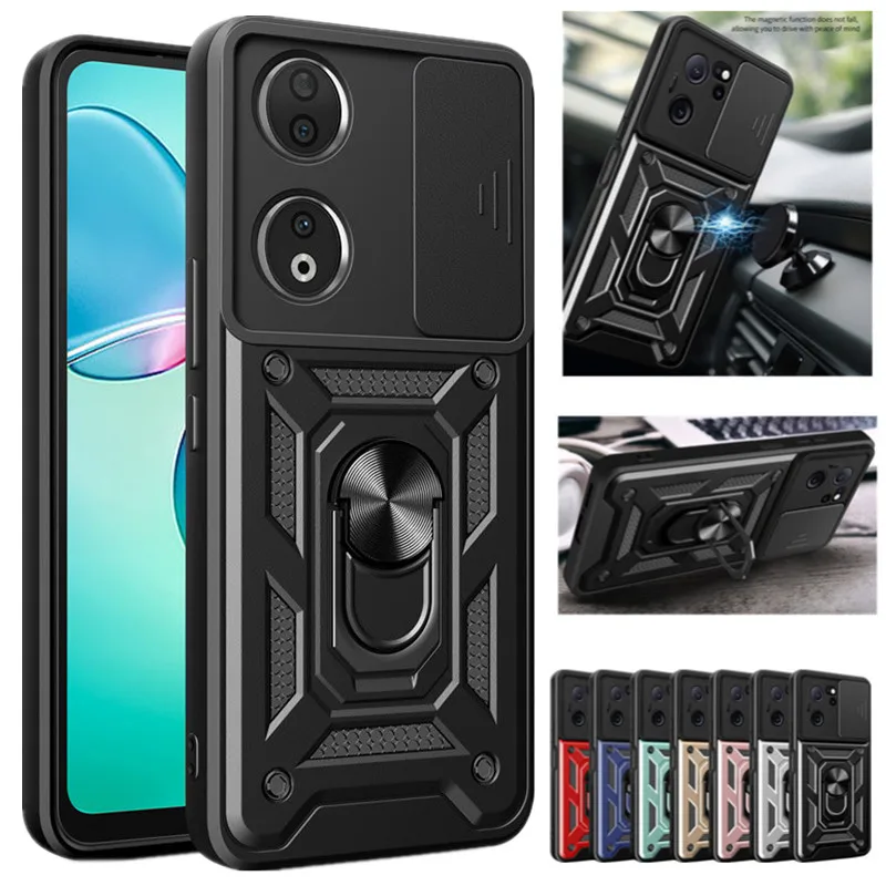 Etui pancernikowe do Honor 90 Smart Honor 70 Lite Osłona obiektywu z uchwytem magnetycznym pierścieniowym Coque Fundas