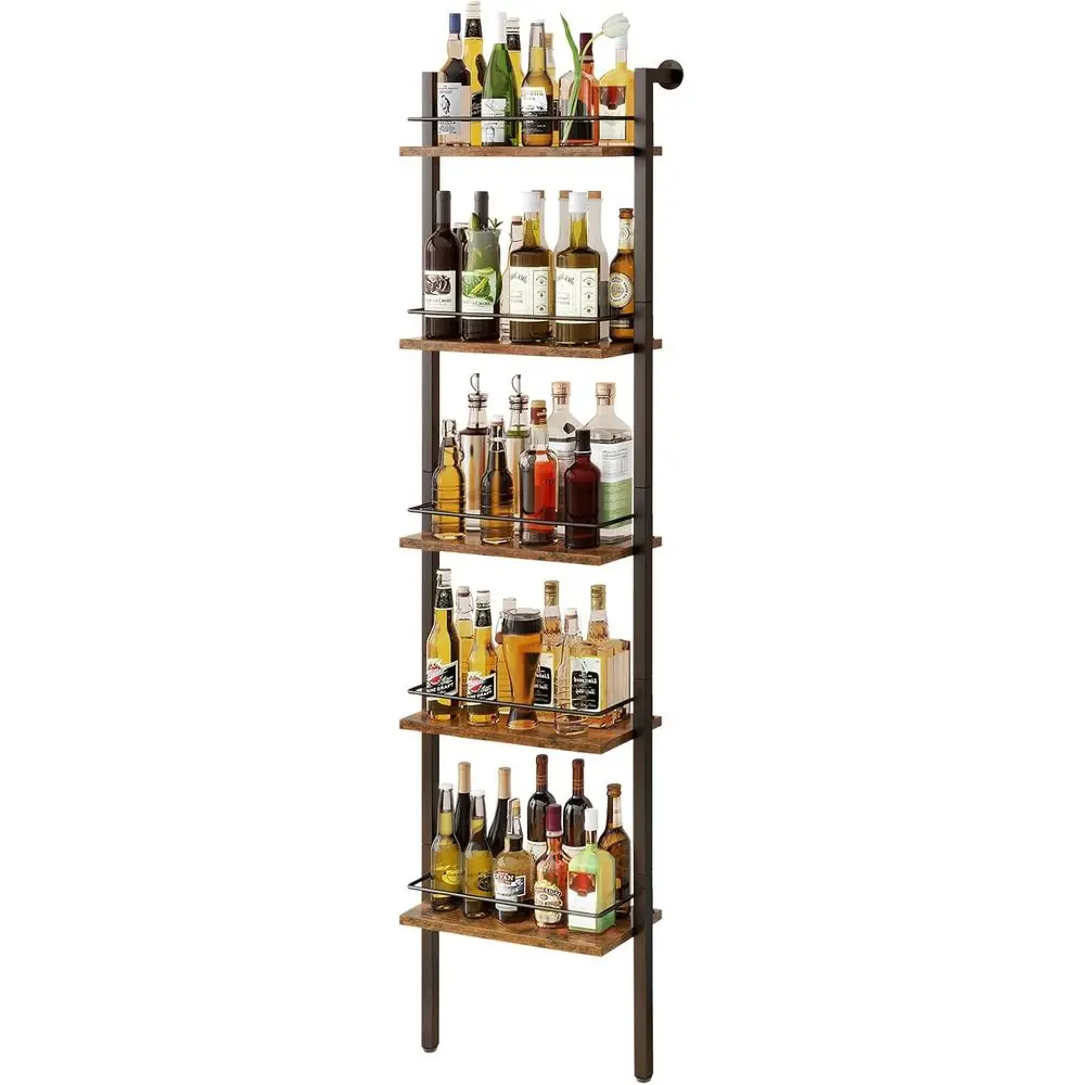 

5-Tier Reclaimed Wine Racks, Liquor Bottle Display Shel with Enclosed, Wall Mounted Floating Shel Storage Stand for Kitchen, Din