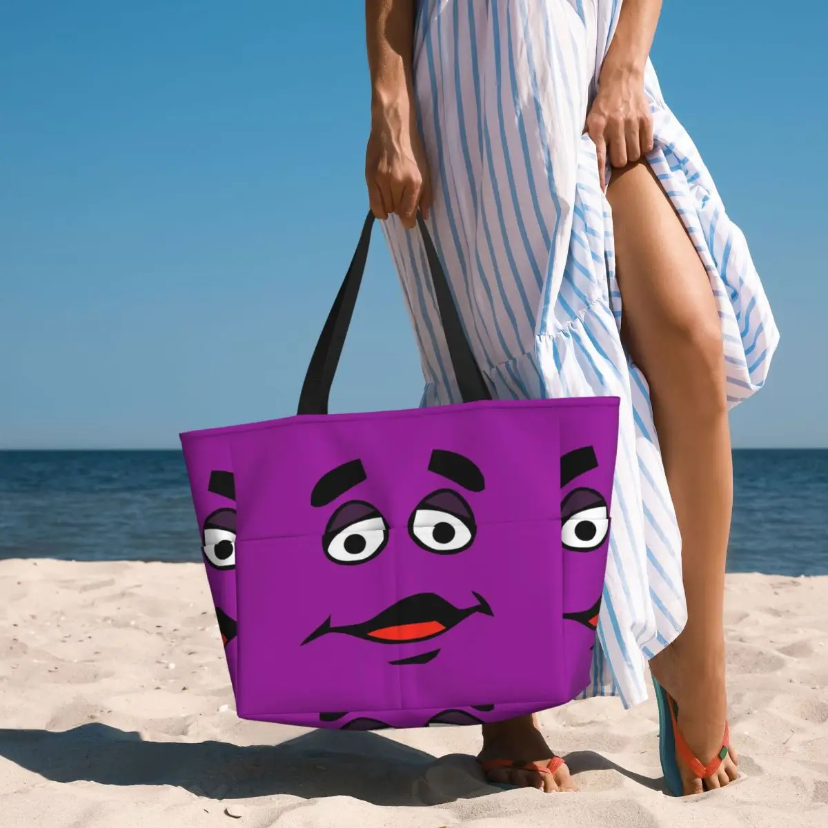 Grimace Cartoon Design Borsa da spiaggia Tote Bag Sport Palestra Yoga Borsone Borsa grande da donna Borsa da viaggio Borsa da fitness