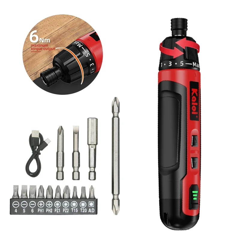 

6-Speed Torque Cordless Electric Screwdriver 2000mAh Lithium Battery Drill 3.6V Power Tools Set Household Maintenance Repair