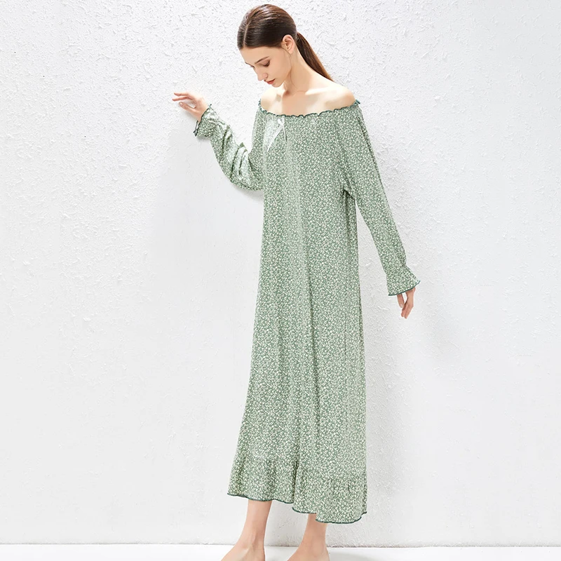 New Modal Nightdress Women Long Sleeve Floral Soft Nightgowns Sleepdress Skin-friendly Comfy Nightwear Spring Sleepwear Pajamas