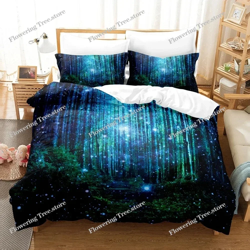 Landscape Duvet Cover Set King Full Size Summer Palm Trees Beach Sea Waves Ocean Theme for Kids Girl Boys Polyester Bedding Set