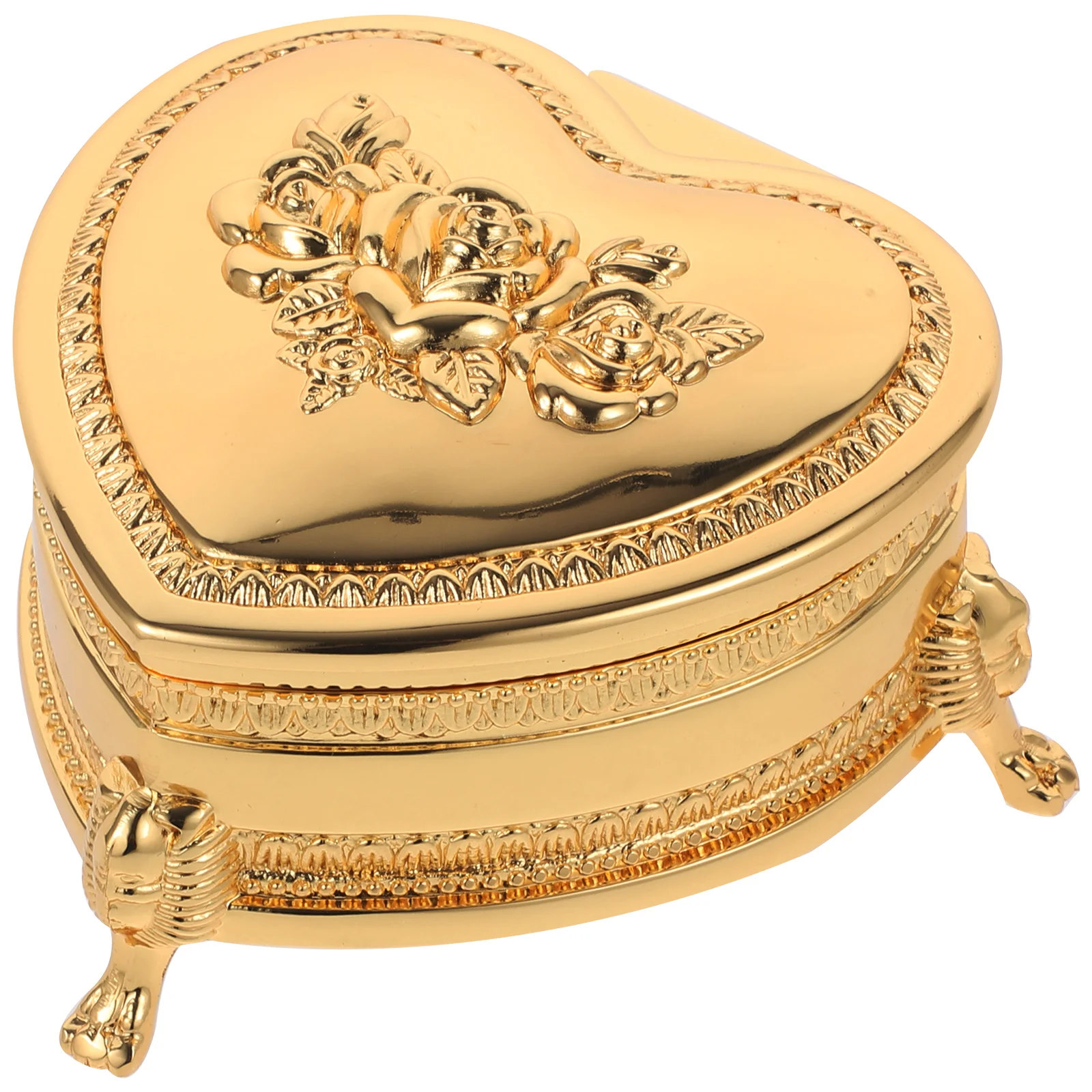 

Jewelry Box Shaped Desktop Decor Vintage Metal Trinket Boxes Gift Metal Heart Shaped Box Case Storage for Rings Earrings