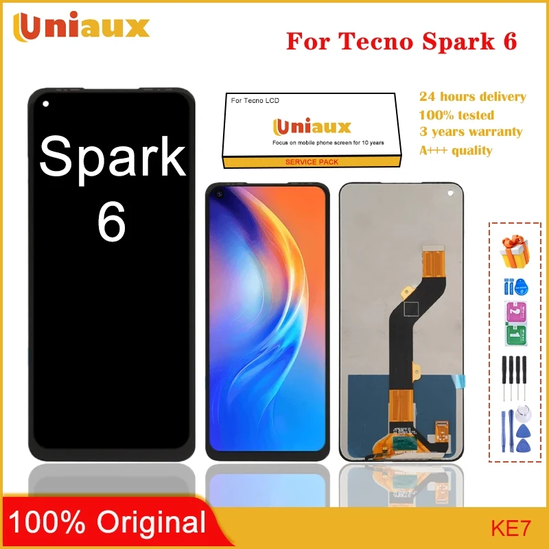 

6.8" Display For Tecno Spark 6 KE7 LCD Display Touch Screen Digitizer Assembly New For Tecno KE7 LCD Repair Replacement Parts