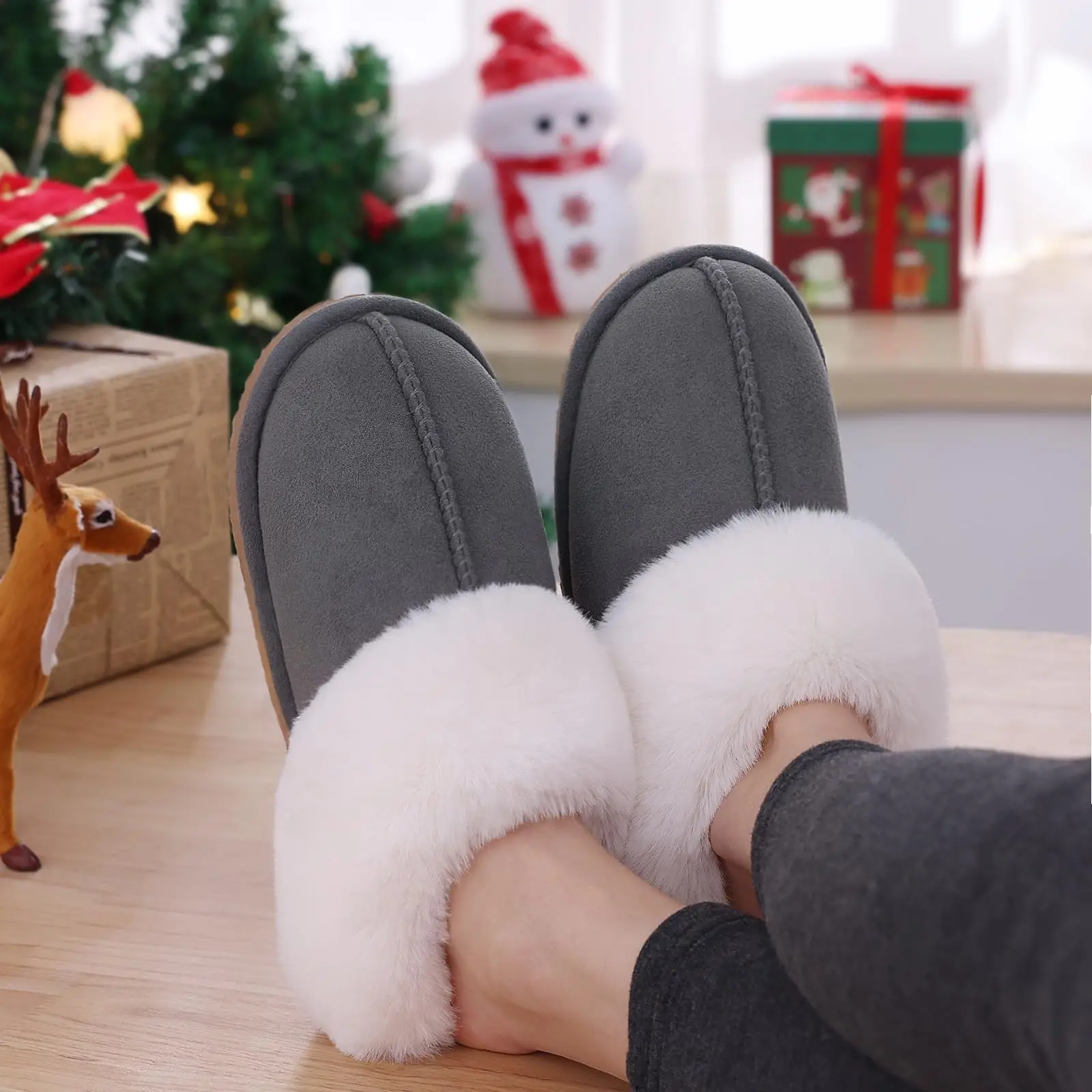 Goosecret New Design Warm Slippers For Women Fuzzy Plush Cotton Shoes Cozy Cute Soft Bottom Slides Female Bedroom House Slippers