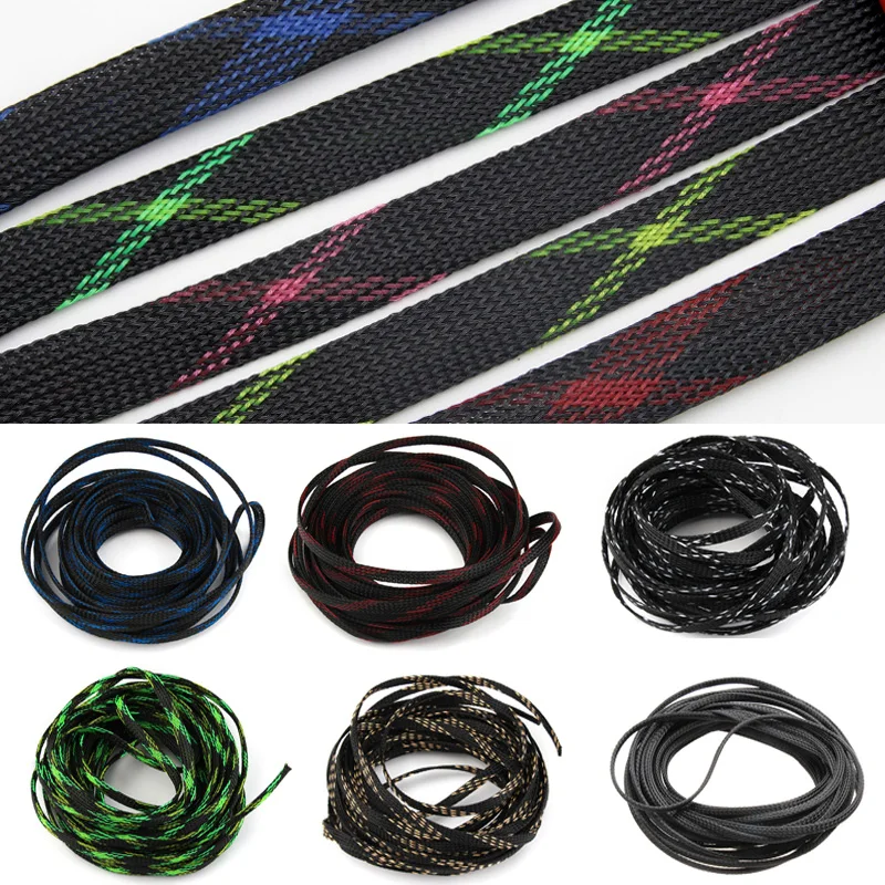 1M Braided Cable Sleeve 4mm 6mm 8mm 10mm 12mm 15mm 20mm 25mm PET Expandable Cover Insulation Nylon Sheath Wire Wrap Protection