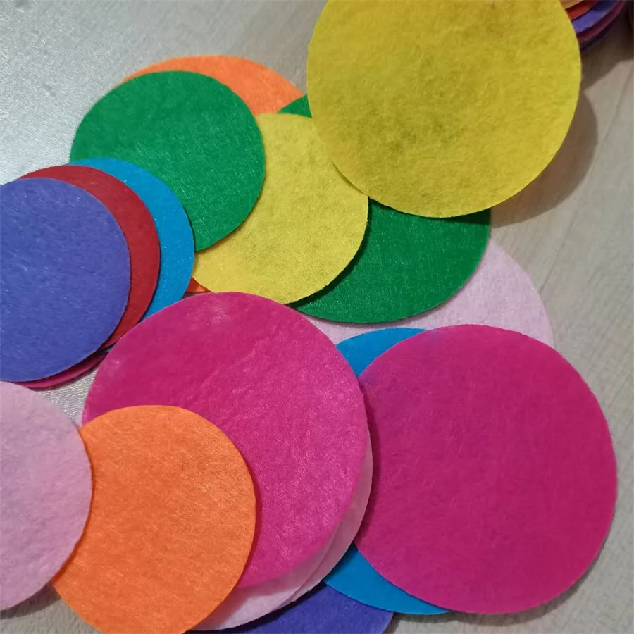 Diam 6/7/8cm CircleFelt Fabric Patches Diy Sewing Accessories Flowers Crafts Material Scrapbook Appliqued Decorations 50pcs/bag