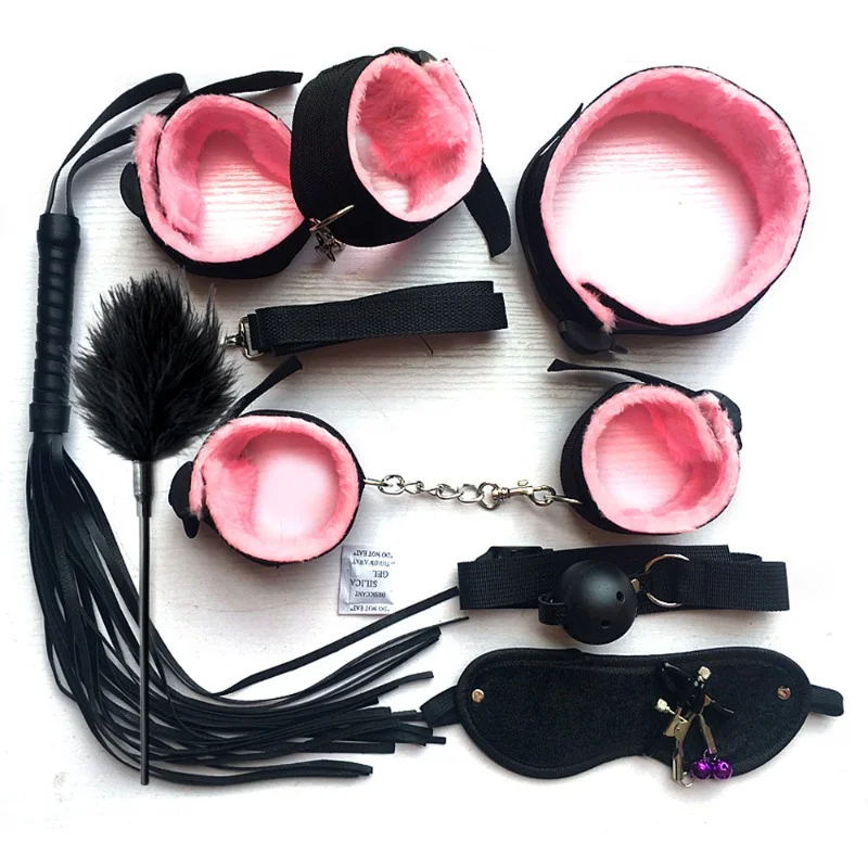 BDSM Restraint Sets, Female Sex Toys Handcuffs, Gags, Blindfolds, Whips, Restraint Straps, Nipple Clamps Adult Game Accessories, - Image 2