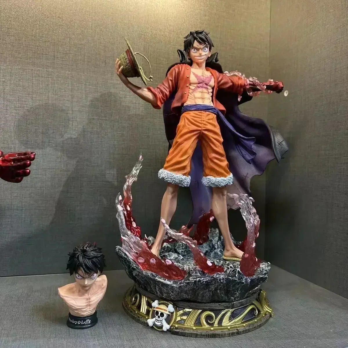 One Piece Gk Manqi Flow Cherry Luffy Super Powerful Flow Cherry Fire Luffy Can Light Up Figure Model  Decoration