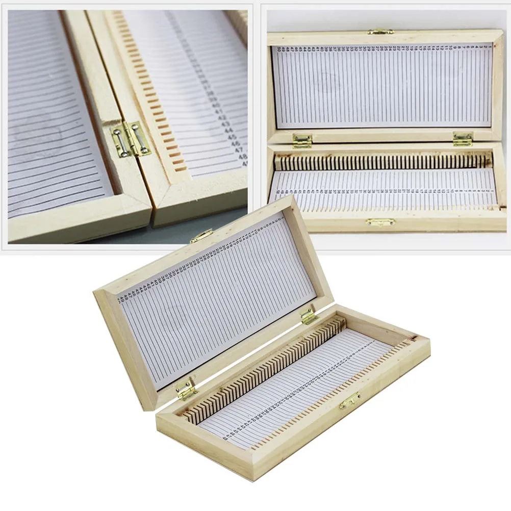 Wooden Slice Box Laboratory Accessory for Specimen Slide Case Slideshow 50-Slot Plant Insect Specimen Slide Case Education Tool