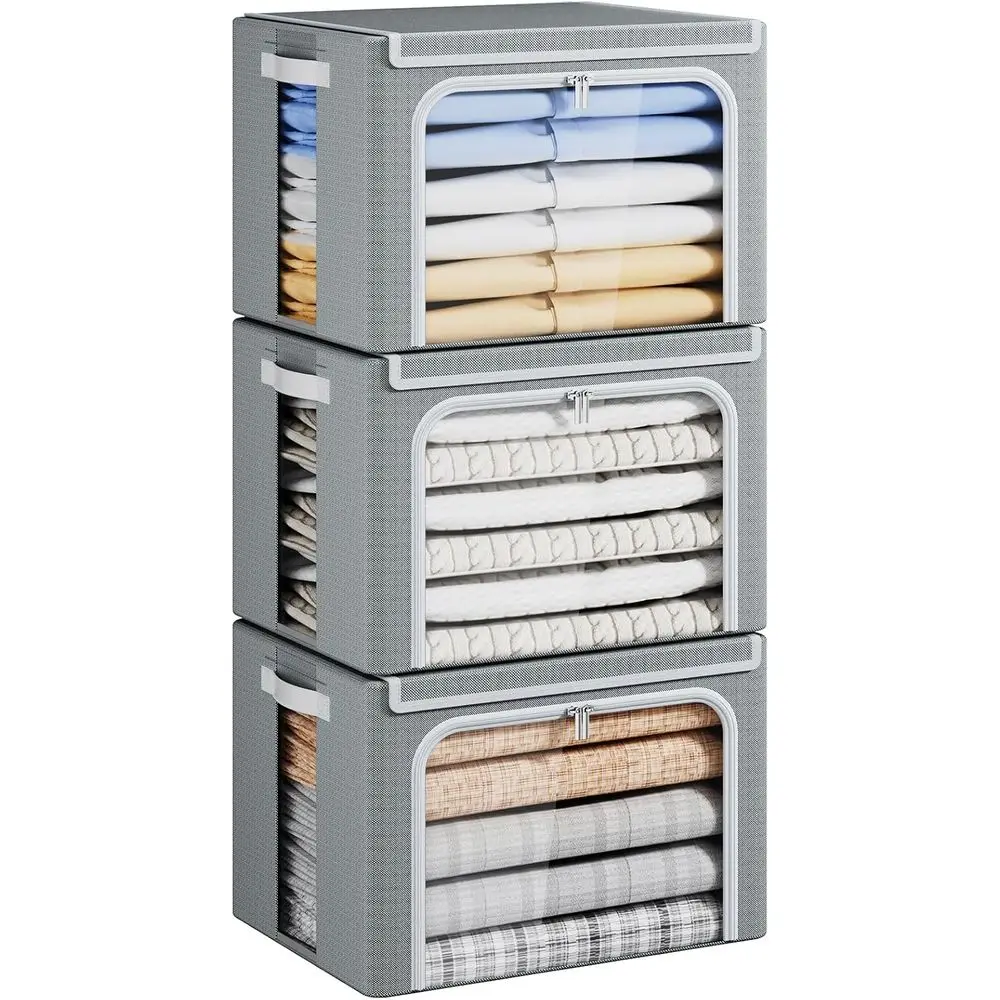 Clothes Storage Bins With Metal E, 40L Oldable Clothing Sto…
