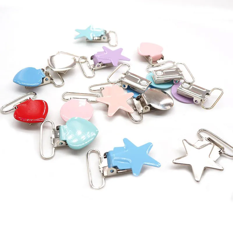 

Chenkai 30PCS 1'' 25mm Star Metal Suspenders Dummy Pacifier Soothers Holder Clips For DIY Baby Teething Chains Toy Accessories