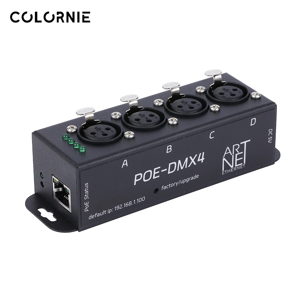 poe artnet dmx 4port network box controlador de gateway projetado ethernet para dmx512 node artnet universo madrix estilo 01