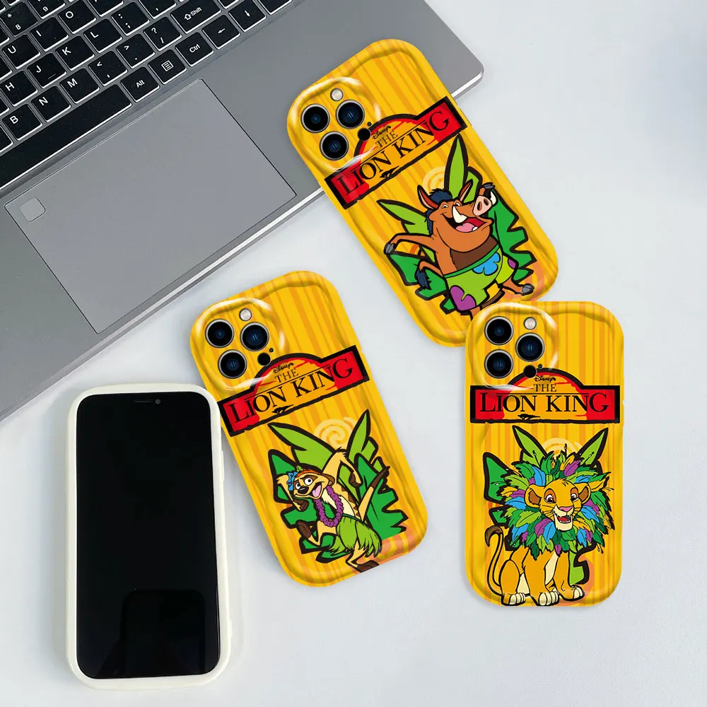 Cartoon Disney The Lion King Hakuna Matata 3D Wave Phone Case For Funda iPhone 15 14 13 12 11 Pro Max Mini 8 7 Plus XR XS Cover