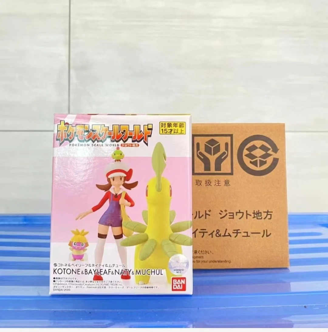 

Bandai Original Scale World POKEMON Johto Region Kotone Bayleef Silver Croconaw Morty Celebi Anime Figures Toys for Kids Gift