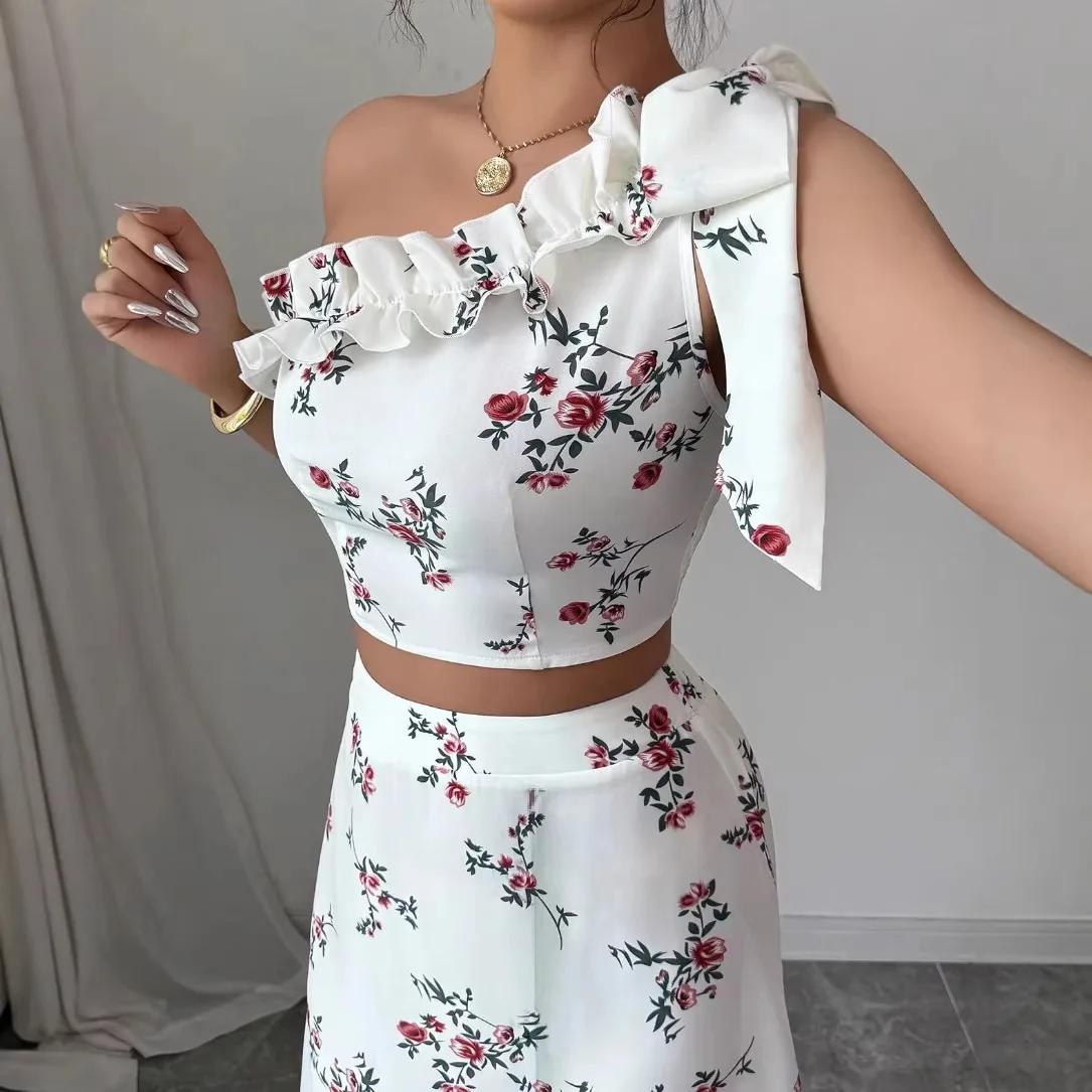 Printed Elegant Fashionable And Cable Top + Skirt Two-piece Set Birthday Dress Boho Vestidos Clothing Party - view 3
